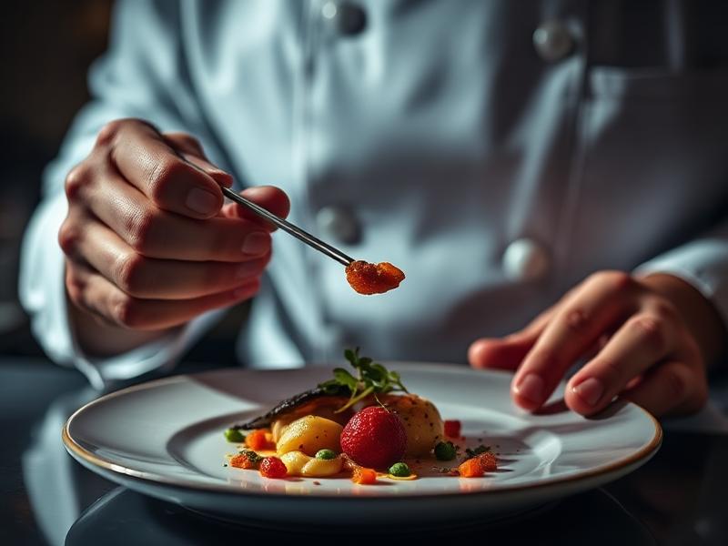 Chef plating a gourmet dish