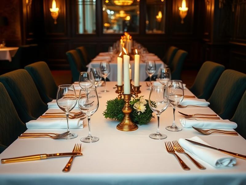 Elegantly set fine dining table